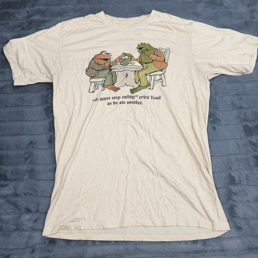 Frog and Toad Together Graphic Tee Cream Arnold Lobel Book Quote Shirt Large